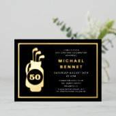 Invitation En Aluminium Elegant Golf 50th Birthday (Debout devant)