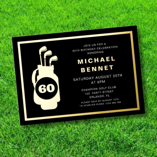 Invitation En Aluminium Elegant Golf 60th Birthday