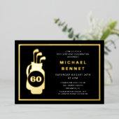 Invitation En Aluminium Elegant Golf 60th Birthday (Debout devant)