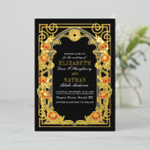 Invitation En Aluminium Elegant Gothic Roses Cathedral Frame Wedding  (Debout devant)