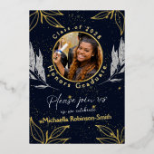 Invitation En Aluminium Élégant Graduation Party Marine Gold Foil Invitati (Recto)