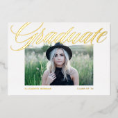 Invitation En Aluminium Élégant Gras Calligraphie Photo Graduation Or (Recto)