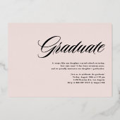 Invitation En Aluminium Élégant Gras Calligraphie Photo Graduation Or (Verso)