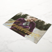 Invitation En Aluminium Élégant Gras Calligraphie Photo Graduation Or (Rotation)