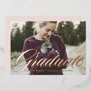 Invitation En Aluminium Élégant Gras Calligraphie Photo Rose