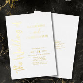 Invitation En Aluminium Élégant Gras Script Or Blanc Mariage formel