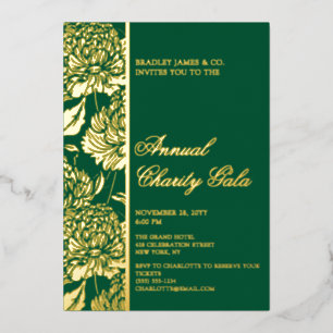Invitation En Aluminium Elegant Green Botanical Charity Event Gala Party