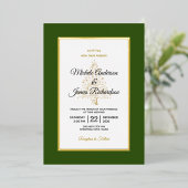Invitation En Aluminium Elégant Green Gold Mariage de vacances hiver (Debout devant)