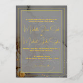 Invitation En Aluminium Elégant Gris Mariage d'encre d'alcool or (Recto)