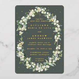 Invitation En Aluminium Elégant Gris Vert Snowberry+Eucalyptus Mariage