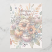 Invitation En Aluminium Élégant Happy Fall Citrouille Flower Bouquet Motif (Verso)