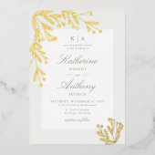 Invitation En Aluminium Élégant Hiver Mistletoe Monogramme Mariage (Recto)