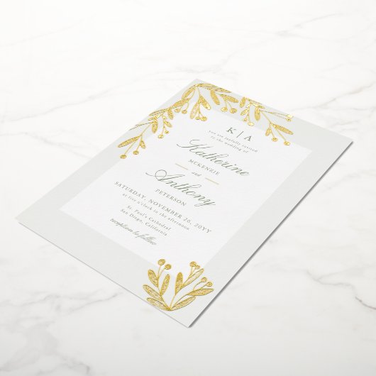 Invitation En Aluminium Élégant Hiver Mistletoe Monogramme Mariage (Rotation)