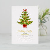 Invitation En Aluminium Elégant Holiday Tree Company Party Real Gold (Debout devant)