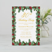 Invitation En Aluminium Elegant Holly | Berries Frame 30e fête d'anniversa (Debout devant)