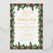 Invitation En Aluminium Elegant Holly | Berries Frame 70e fête d'anniversa (Recto)