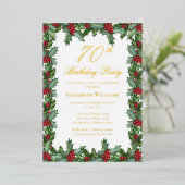 Invitation En Aluminium Elegant Holly | Berries Frame 70e fête d'anniversa (Debout devant)