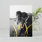 Invitation En Aluminium Elégant intemporel Simple JOIE OR VACANCES PHOTO (Debout devant)