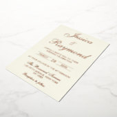 Invitation En Aluminium Élégant ivoire et Rose Mariage or (Rotation)