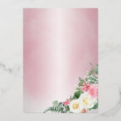 Invitation En Aluminium Elégant jardin Rose - Confirmation fille - Or (Verso)