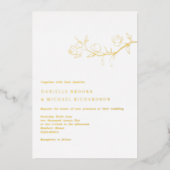 Invitation En Aluminium Elégant Jasmine Branche Mariage Or (Recto)