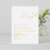 Invitation En Aluminium Elégant Jasmine Branche Mariage Or (Debout devant)