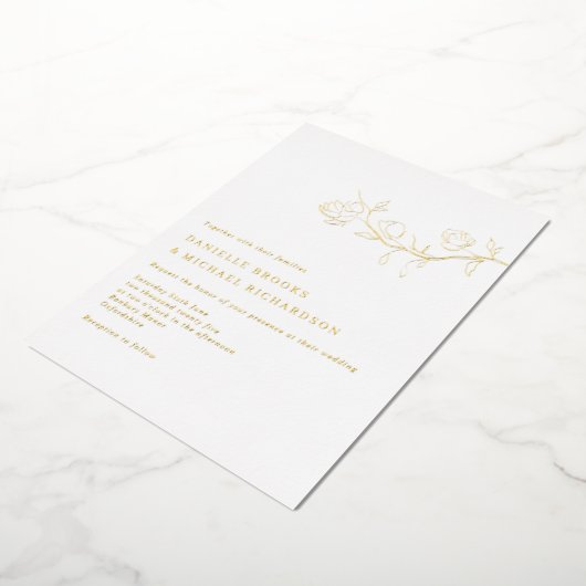 Invitation En Aluminium Elégant Jasmine Branche Mariage Or (Rotation)