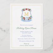 Invitation En Aluminium Élégant Jours de Fêtes Peints à la Main Open House (Recto)