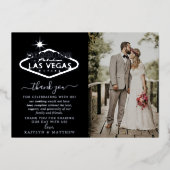 Invitation En Aluminium Elégant Las Vegas Destination Merci de mariage (Recto)