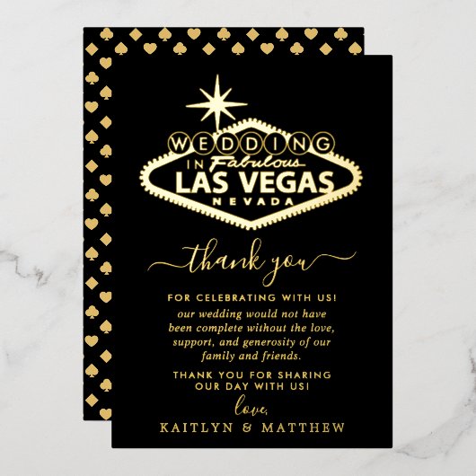 Invitation En Aluminium Elégant Las Vegas Destination Merci de mariage (Recto/Verso)