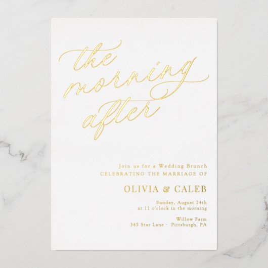 Invitation En Aluminium Élégant Le Matin Après Brunch Mariage (Recto)