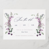 Invitation En Aluminium Elégant Lilac Fleurs sauvages Mariage Enregistrer  (Recto)