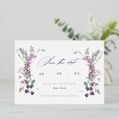 Invitation En Aluminium Elégant Lilac Fleurs sauvages Mariage Enregistrer  (Debout devant)