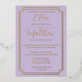 Invitation En Aluminium Élégant Lilac simple et Wdding Script or (Recto)
