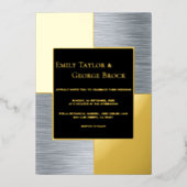Invitation En Aluminium Elégant Luxe Chic Mariage Formel Argent Et Or (Recto)