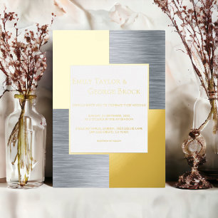 Invitation En Aluminium Élégant Luxe Chic Moderne Mariage Argent Et Or