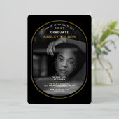 Invitation En Aluminium Elégant Luxe Photo Graduation (Debout devant)