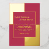 Invitation En Aluminium Elégant Luxury Gold Script Magenta Mariage encadré (Recto)