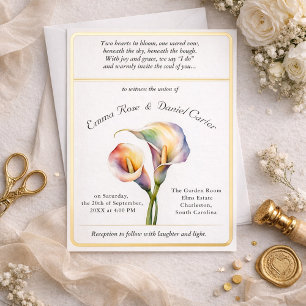 Invitation En Aluminium Élégant Lys Calla Romantique Aquarelle Douce Paste