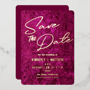 Invitation En Aluminium élégant magenta or rose Enregistrer la date Mariag