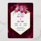 Invitation En Aluminium élégant magenta rose Mariage or (Recto)