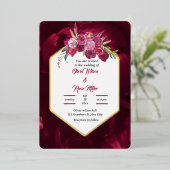 Invitation En Aluminium élégant magenta rose Mariage or (Debout devant)
