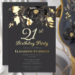 Invitation En Aluminium Elegant Magnolia Adult 21st Birthday Party Gold<br><div class="desc">Celebrate a special milestone with timeless elegance. This sophisticated birthday party invitation features dramatic magnolia florals accented with luxurious metallic foil on a rich charcoal background. The refined botanical artwork and classic typography create a polished invitation perfect for stylish adult birthday celebrations, cocktail parties, and elegant gatherings. Available with gold,...</div>