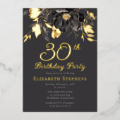 Invitation En Aluminium Elegant Magnolia Adult 30th Birthday Party Gold  (Recto)