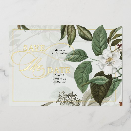 Invitation En Aluminium Elegant Magnolia Enregistrer la date (Recto)