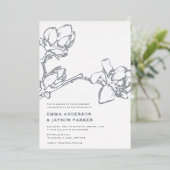 Invitation En Aluminium Élégant Magnolia Mariage gracieux Blanc + Argent (Debout devant)