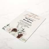 Invitation En Aluminium Élégant mariage À feuillage persistant d'or d'hive (Rotation)