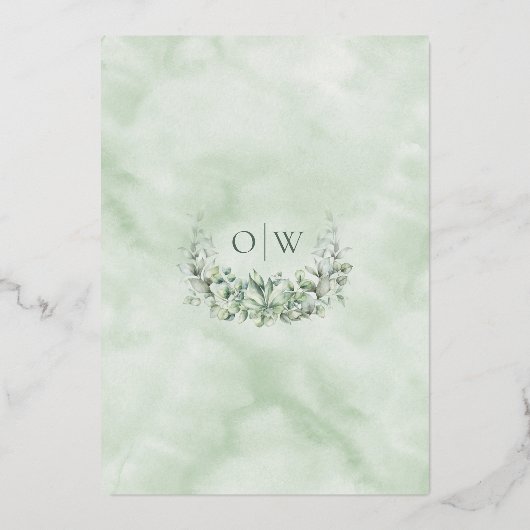 Invitation En Aluminium Elégant Mariage à huile or Eucalyptus Aquarelle (Verso)
