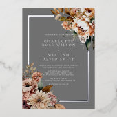Invitation En Aluminium Elégant Mariage Aquarelle gris argent (Recto)