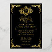 Invitation En Aluminium Elégant Mariage Art Déco Art Déco Noir (Recto)